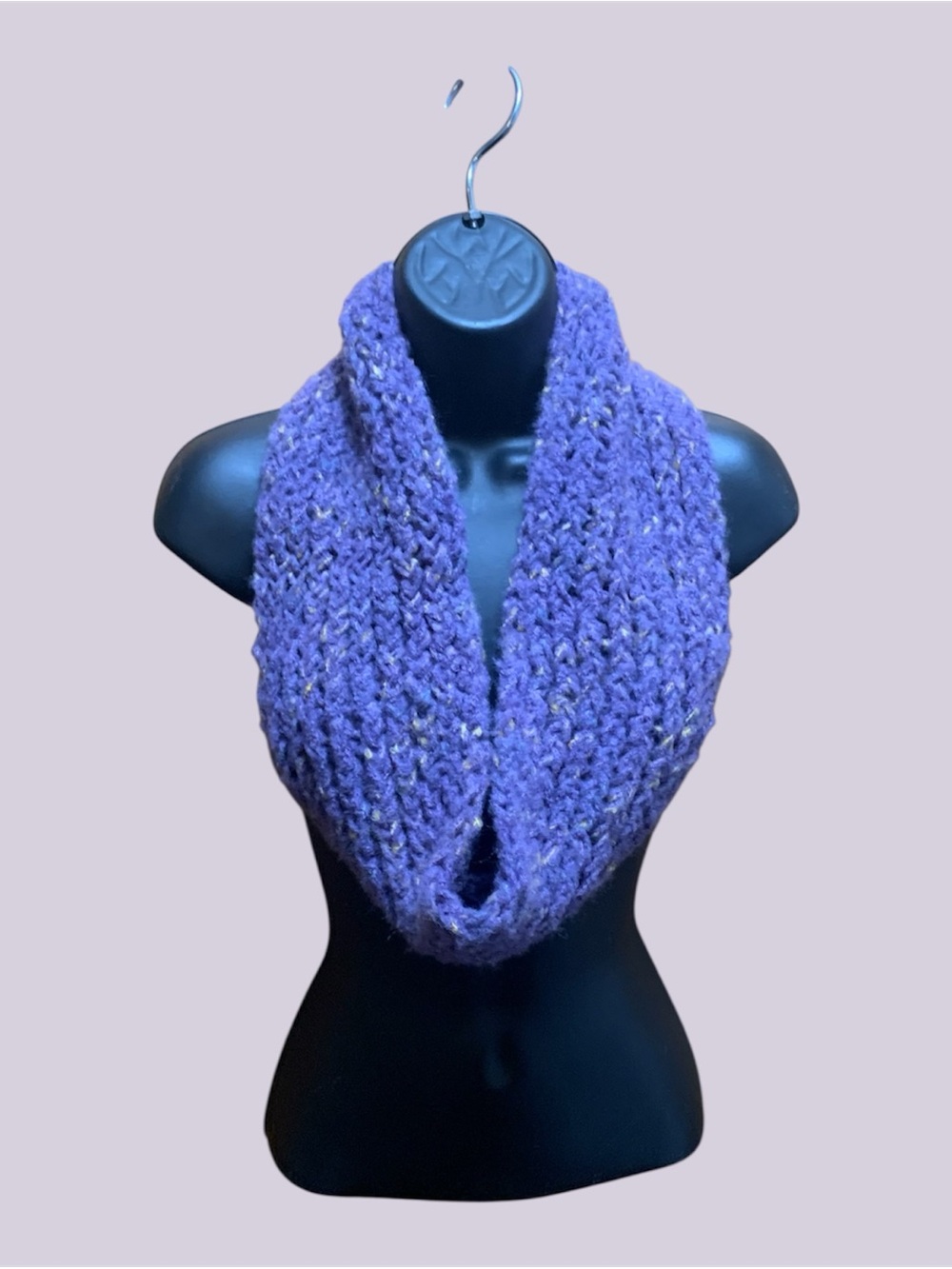 NWOT Handmade Purple Tweed Knit Cowl Scarf Chunky Wool Blend Neck Warmer